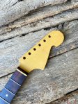 Jag/Stang-Style Replacement Neck / 2 pc. 1/4 Sawn Maple & Brazilian Rosewood / V.T. Gloss / Med Relic / 24" Scale Length! / USA ONLY (#GIN-2563)