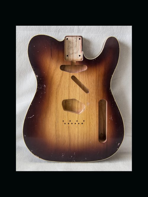 T-Style Body / 1 PC. Swamp Ash / 3 lbs. 15 oz. / Nitrocellulose 'Chocolate Burst' / Double Bound/Medium Relic (#GIN-3154)