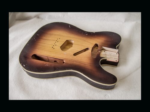 T-Style Body / 1 PC. Swamp Ash / 3 lbs. 15 oz. / Nitrocellulose 'Chocolate Burst' / Double Bound/Medium Relic (#GIN-3154) - Image 3