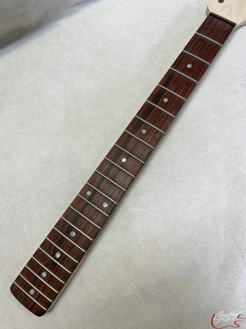 S-Style Replacement Neck / 2 pc. Maple & Madagascar Rosewood / Pearloid Dots / Classic C (#GIN-3174) - Image 4