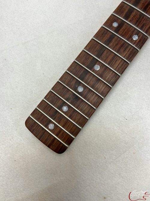 S-Style Replacement Neck / 2 pc. Maple & Madagascar Rosewood / Pearloid Dots / Classic C (#GIN-3174) - Image 5