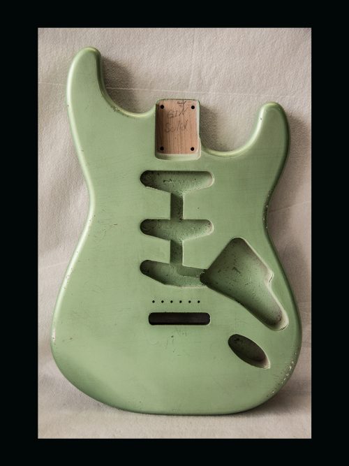 S-Style Body / Alder / 4 lbs. 2 oz. / Nitrocellulose 'Avocado Mist' / Med-Light Relic (#GIN-3147) - Image 2