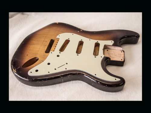 S-Style Body / Ultra Light Alder / 3 lbs. 11 oz. / Nitrocellulose 'Chocolate-Burst' / Med. Relic (#GIN-3148) - Image 3