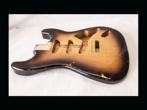 S-Style Body / Ultra Light Alder / 3 lbs. 11 oz. / Nitrocellulose 'Chocolate-Burst' / Med. Relic (#GIN-3148) - Image 6