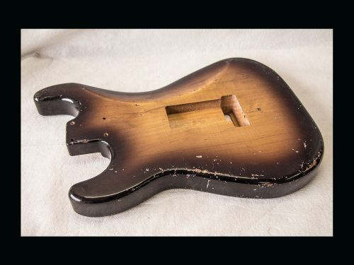 S-Style Body / Ultra Light Alder / 3 lbs. 11 oz. / Nitrocellulose 'Chocolate-Burst' / Med. Relic (#GIN-3148) - Image 7