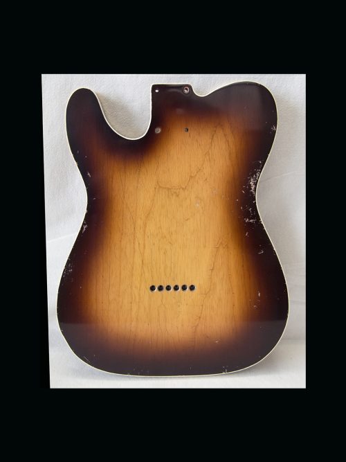 T-Style Body / 1 PC. Swamp Ash / 4 lbs. 1 oz. / Nitrocellulose 'Chocolate Burst' / Double Bound/Medium Relic (#GIN-3149) - Image 4