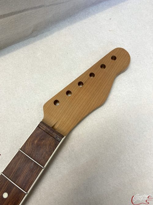 T-Style Replacement Neck / 2 pc. Roasted 1/4 Sawn Maple & Madagascar Rosewood / Parch Binding / Soft Chunky V (#GIN-3185)