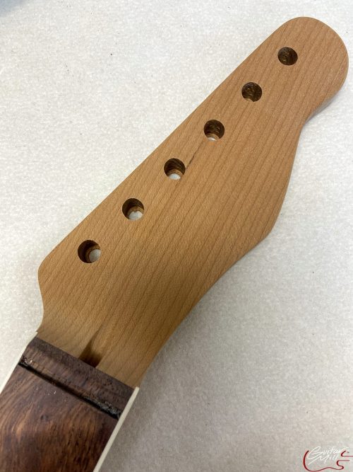 T-Style Replacement Neck / 2 pc. Roasted 1/4 Sawn Maple & Madagascar Rosewood / Parch Binding / Soft Chunky V (#GIN-3185) - Image 3