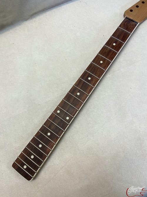 T-Style Replacement Neck / 2 pc. Roasted 1/4 Sawn Maple & Madagascar Rosewood / Parch Binding / Soft Chunky V (#GIN-3185) - Image 4