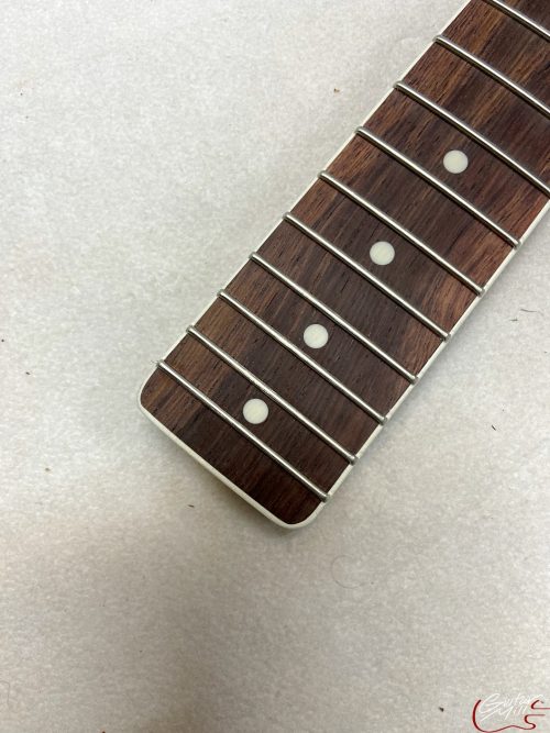 T-Style Replacement Neck / 2 pc. Roasted 1/4 Sawn Maple & Madagascar Rosewood / Parch Binding / Soft Chunky V (#GIN-3185) - Image 5