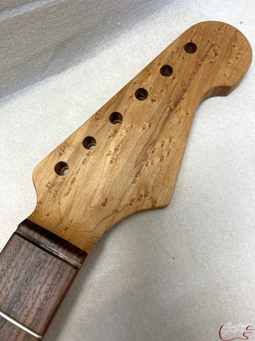 S-Style Replacement Neck / 2 pc. Bird's Eye Maple & Indian Rosewood / Classic C / Danish Oil (#GIN-3188) - Image 3