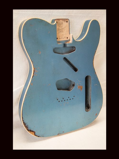 T-Style Body / Alder / 4 lbs. 12 oz. / Nitrocellulose 'Lake Placid Blue' Over Burst / Double Bound/ Heavy Relic (#GIN-3202) - Image 4