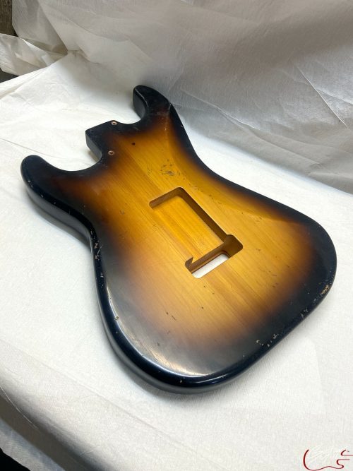 S-Style Body / Ultra Light Pine / 2 lbs. 13 oz. / Nitrocellulose 'Chocolate Burst' / Med. Relic (#GIN-3339) - Image 4