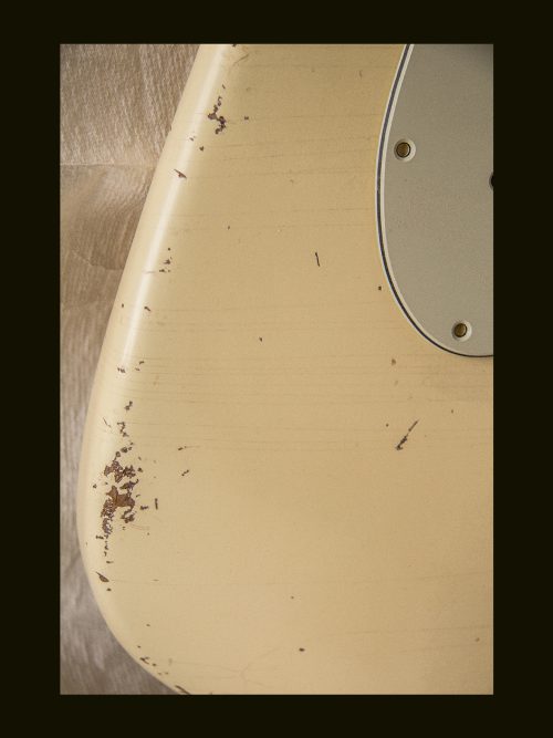S-Style Body - HT/ Alder / 4 lbs. 2 oz. / Nitrocellulose 'Aged Olympic White' / Med-Hvy. Relic (#GIN-3349) - Image 5