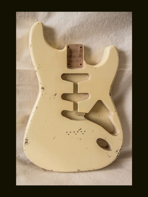 S-Style Body - HT/ Alder / 4 lbs. 2 oz. / Nitrocellulose 'Aged Olympic White' / Med-Hvy. Relic (#GIN-3349) - Image 6