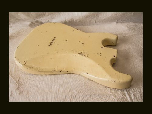 S-Style Body - HT/ Alder / 4 lbs. 2 oz. / Nitrocellulose 'Aged Olympic White' / Med-Hvy. Relic (#GIN-3349) - Image 9