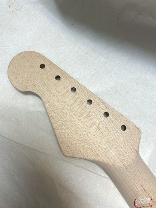 S-Style 22 Fret Replacement Neck / 2 pc. 1/4 Sawn Maple & Ebony / Parchment Binding / Slim C (#GIN-3412) - Image 7