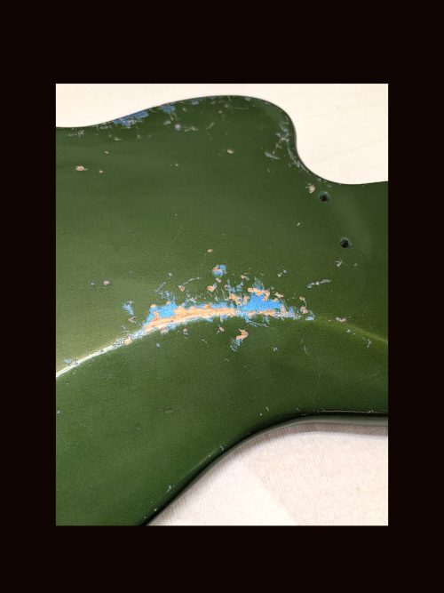 Jag-Style Body / Pine / 3 lbs. 2 oz. / Nitrocellulose "Cadillac Green Over LPB"/ Hvy. Relic (#GIN-3440) - Image 9