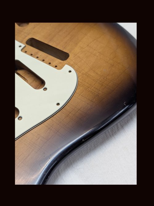 S-Style Body / Alder / 3 lbs. 14 oz. / Nitrocellulose 'Chocolate-Burst' / Light Relic (#GIN-3443) - Image 3