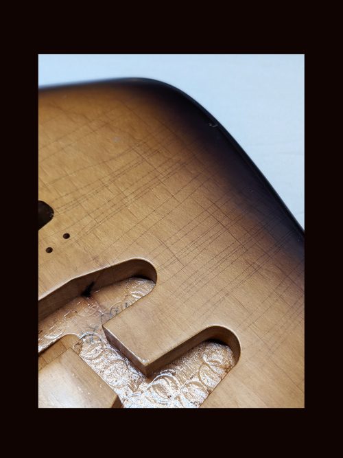 S-Style Body / Alder / 3 lbs. 14 oz. / Nitrocellulose 'Chocolate-Burst' / Light Relic (#GIN-3443) - Image 5