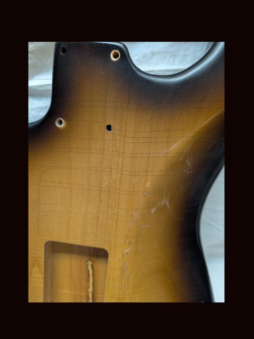 S-Style Body / Alder / 3 lbs. 14 oz. / Nitrocellulose 'Chocolate-Burst' / Light Relic (#GIN-3443) - Image 7