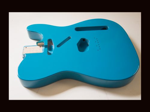 T-Style Body / 1 Piece Light Swamp Ash / 3 lbs. 14 oz. / Nitrocellulose 'Toas Turquoise' / Closet Clean Relic - Oversized neck pocket (#GIN-3434) - Image 3