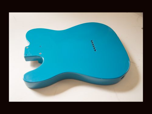 T-Style Body / 1 Piece Light Swamp Ash / 3 lbs. 14 oz. / Nitrocellulose 'Toas Turquoise' / Closet Clean Relic - Oversized neck pocket (#GIN-3434) - Image 5