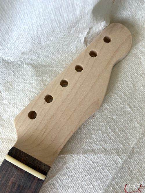 T-Style Replacement Neck / 2 pc. Maple & Indian Rosewood / ROUND HEEL / Chunky C / Compound Radius / Bone Nut (#GIN-3467) - Image 3