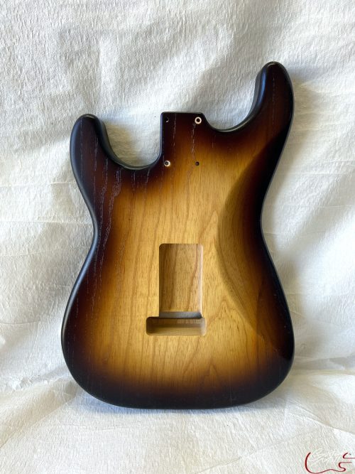 S-Style Body / 1 pc. Ultra Light Swamp Ash / 3 lbs. 2 oz. / Nitrocellulose 'TruGrain™ 'Chocolate Burst' / Closet Clean (#GIN-3487) - Image 5