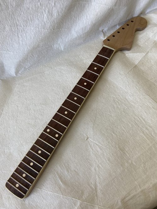 Jazz-Style Replacement Neck / 2 pc. Roasted Maple & Madagascar Rosewood / Cream Binding / Classic C (#GIN-3488) - Image 2