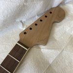 Jazz-Style Replacement Neck / 2 pc. Roasted Maple & Madagascar Rosewood / Cream Binding / Classic C (#GIN-3488)