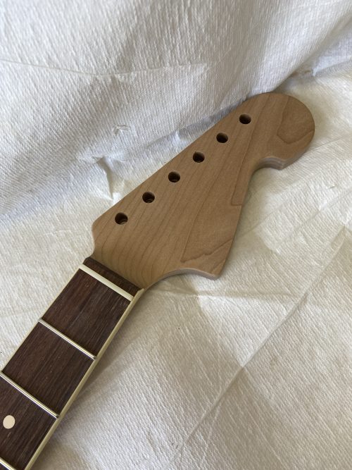 Jazz-Style Replacement Neck / 2 pc. Roasted Maple & Madagascar Rosewood / Cream Binding / Classic C (#GIN-3488)