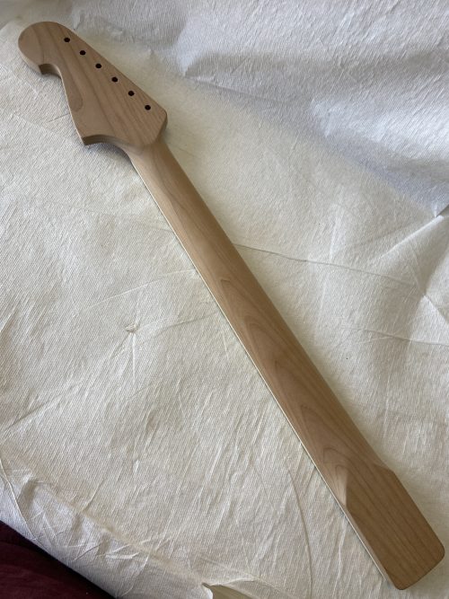 Jazz-Style Replacement Neck / 2 pc. Roasted Maple & Madagascar Rosewood / Cream Binding / Classic C (#GIN-3488) - Image 6