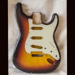 S-Style Body / 1 Piece Ultra Light Swamp Ash / 2 lbs. 14 oz. / Nitrocellulose '3 Tone Burst' / Med. Relic (#GIN-3531)