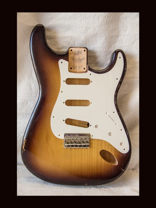 S-Style Body / Pine / 3 lbs. 7 oz. / Nitrocellulose 'Chocolate-Burst' / Light Relic (#GIN-3533) - Image 2