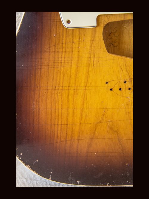 T-Style Body /Swamp Ash 1 Piece / 4 lbs. 2 oz. / Nitrocellulose 'Chocolate Burst' / Double Bound/Light-Medium Relic (#GIN-3530) - Image 3