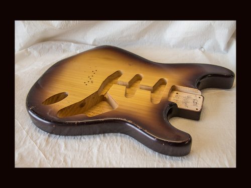 S-Style Body / Pine / 3 lbs. 7 oz. / Nitrocellulose 'Chocolate-Burst' / Light Relic (#GIN-3533) - Image 3