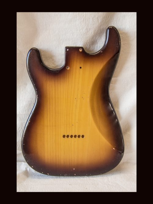 S-Style Body / Pine / 3 lbs. 7 oz. / Nitrocellulose 'Chocolate-Burst' / Light Relic (#GIN-3533) - Image 4