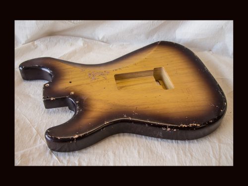 S-Style Body / 1 Piece Ultra Light Swamp Ash / 3 lbs. 5 oz. / Nitrocellulose 'Chocolate-Burst' / Med. Relic (#GIN-3528) - Image 5
