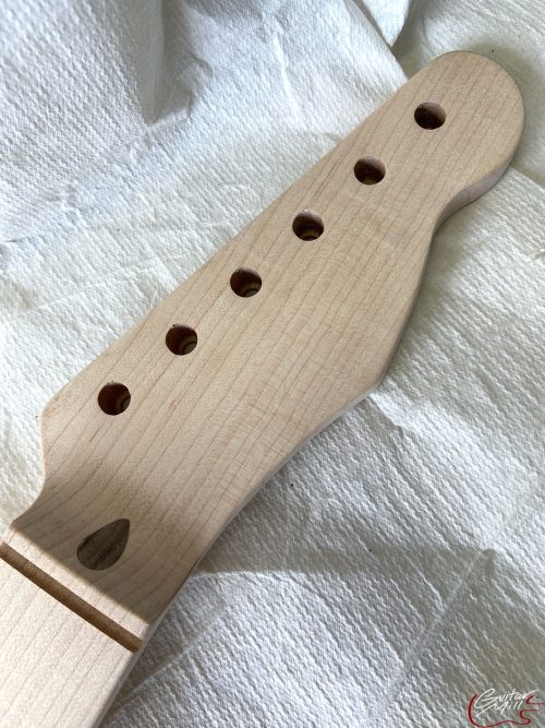 T-Style Replacement Neck / 1 pc. 1/4 Sawn Flame Maple / Abalone Dots / Chunky C (#GIN-3540) - Image 3