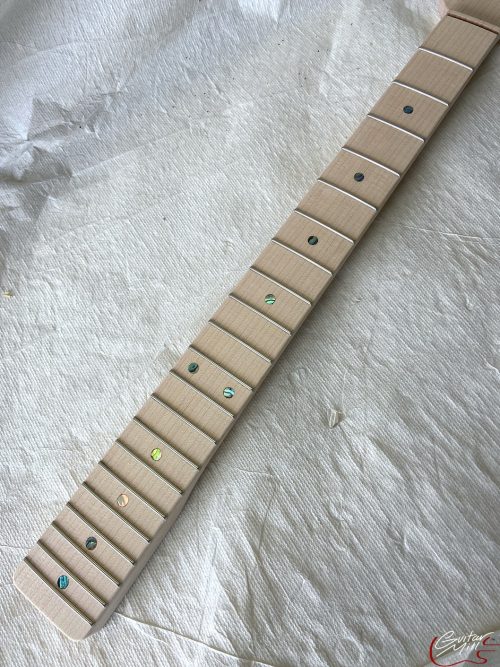 T-Style Replacement Neck / 1 pc. 1/4 Sawn Flame Maple / Abalone Dots / Chunky C (#GIN-3540) - Image 4