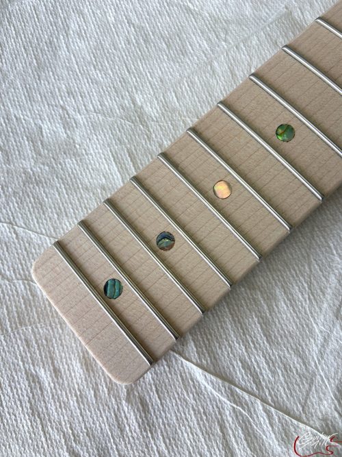 T-Style Replacement Neck / 1 pc. 1/4 Sawn Flame Maple / Abalone Dots / Chunky C (#GIN-3540) - Image 5
