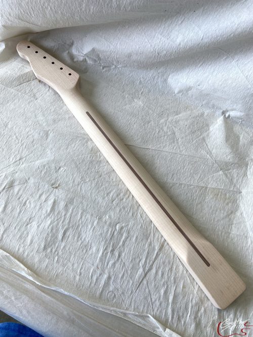 T-Style Replacement Neck / 1 pc. 1/4 Sawn Flame Maple / Abalone Dots / Chunky C (#GIN-3540) - Image 6