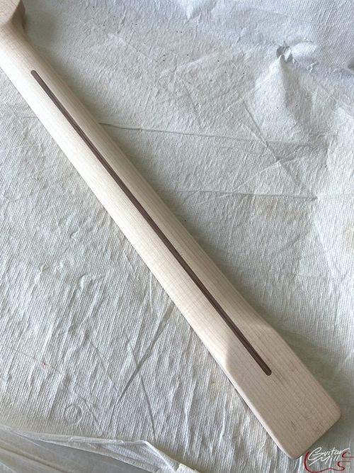 T-Style Replacement Neck / 1 pc. 1/4 Sawn Flame Maple / Abalone Dots / Chunky C (#GIN-3540) - Image 9