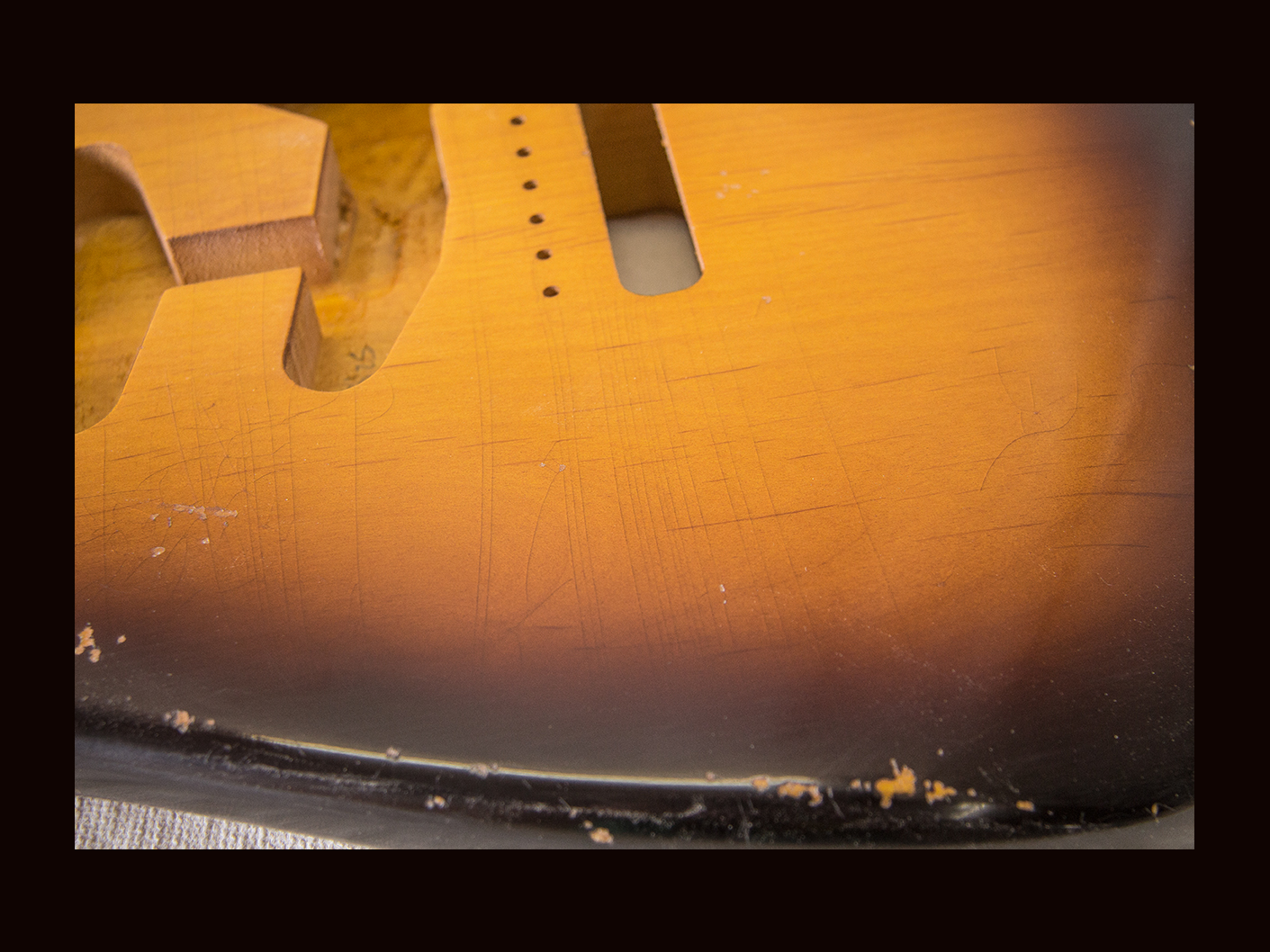 S-Style Body / Alder / 4 lbs. 0 oz. / Nitrocellulose 'Chocolate-Burst' / Med. Relic (#GIN-3548) - Image 7