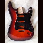 S-Style Body / 1 Piece Ultra Light Swamp Ash / 3 lbs. 3 oz. / Nitrocellulose 'Crimson Burst' / Closet Clean (#GIN-3552)