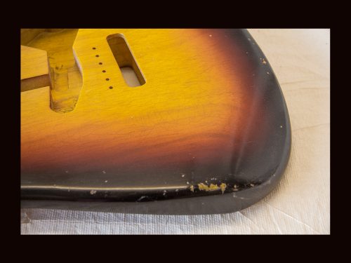 S-Style Body / 1 Piece Ultra Light Swamp Ash / 2 lbs. 14 oz. / Nitrocellulose '3 Tone Burst' / Med. Relic (#GIN-3531) - Image 5