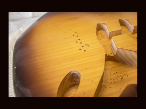 S-Style Body / Pine / 3 lbs. 7 oz. / Nitrocellulose 'Chocolate-Burst' / Light Relic (#GIN-3533) - Image 6