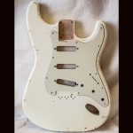 S-Style Body / Alder / 3 lbs. 15 oz. / Nitrocellulose 'Olympic White' / Med. Relic (#GIN-3561)