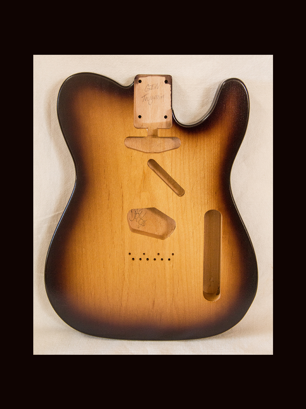 T-Style Body / Alder / 4 lbs. 3 oz. / Nitrocellulose 'Chocolate Burst' / Closet Clean (#GIN-3570) - Image 3